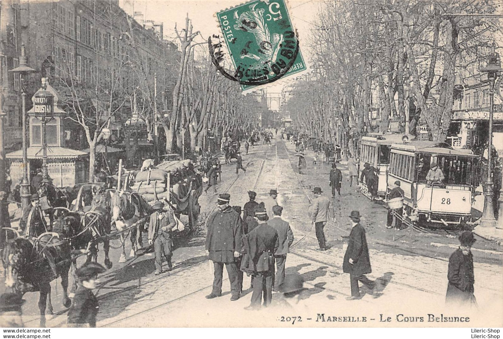 Marseille (13) - Attelage - Chevaux - Tramways -  Le Cours Belsunce En 1910 Cpa - Canebière, Centro