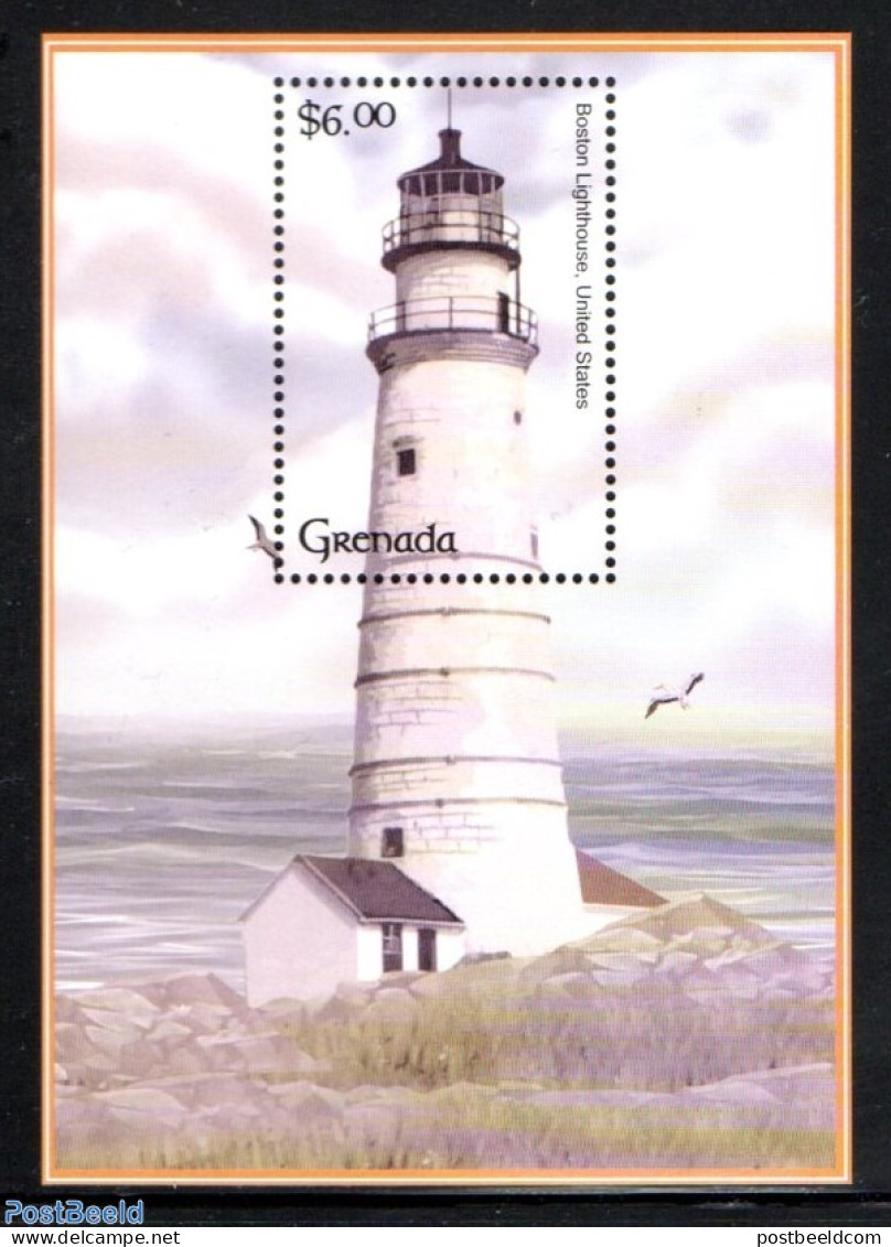 Grenada 2001 Lighthouse S/s, Boston, Mint NH, Various - Lighthouses & Safety At Sea - Lighthouses