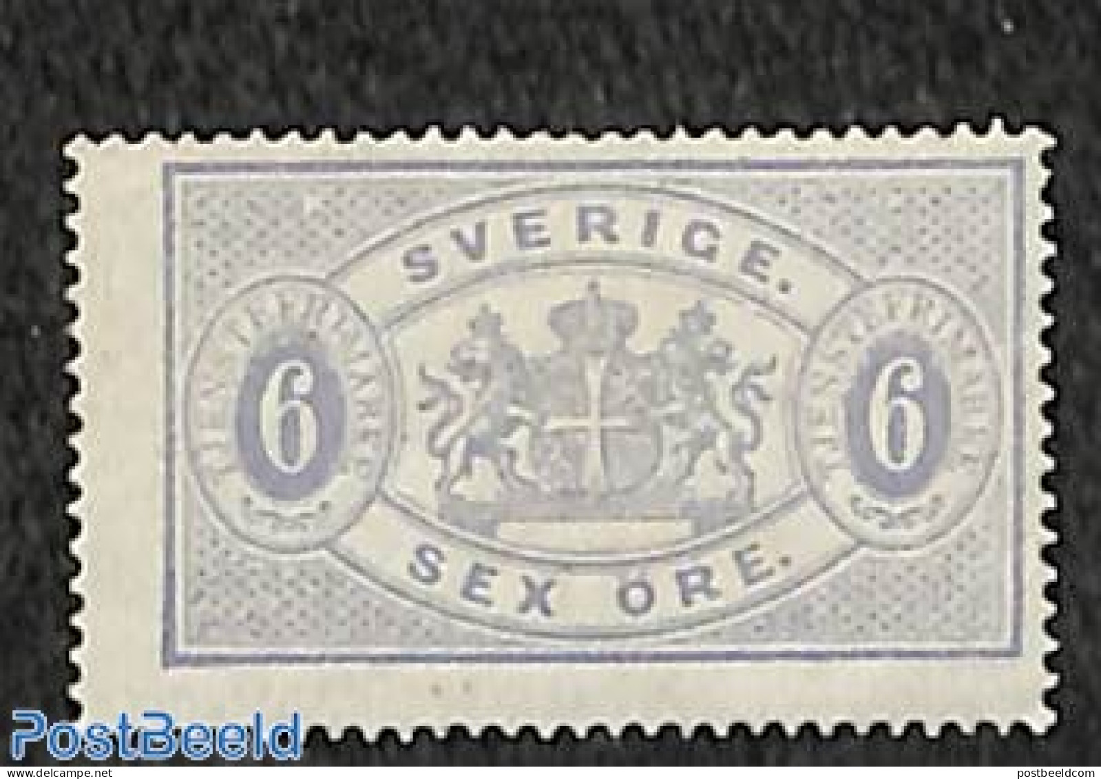 Sweden 1874 6o, Violet,, On Service, Perf. 14, Stamp Out Of Set, Unused (hinged) - Autres & Non Classés