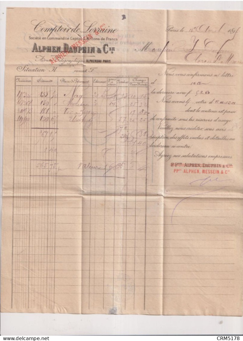 TPN°101 PERFORE MCo ALPHEN-MESSEIN & CIE-1895 - Gebruikt