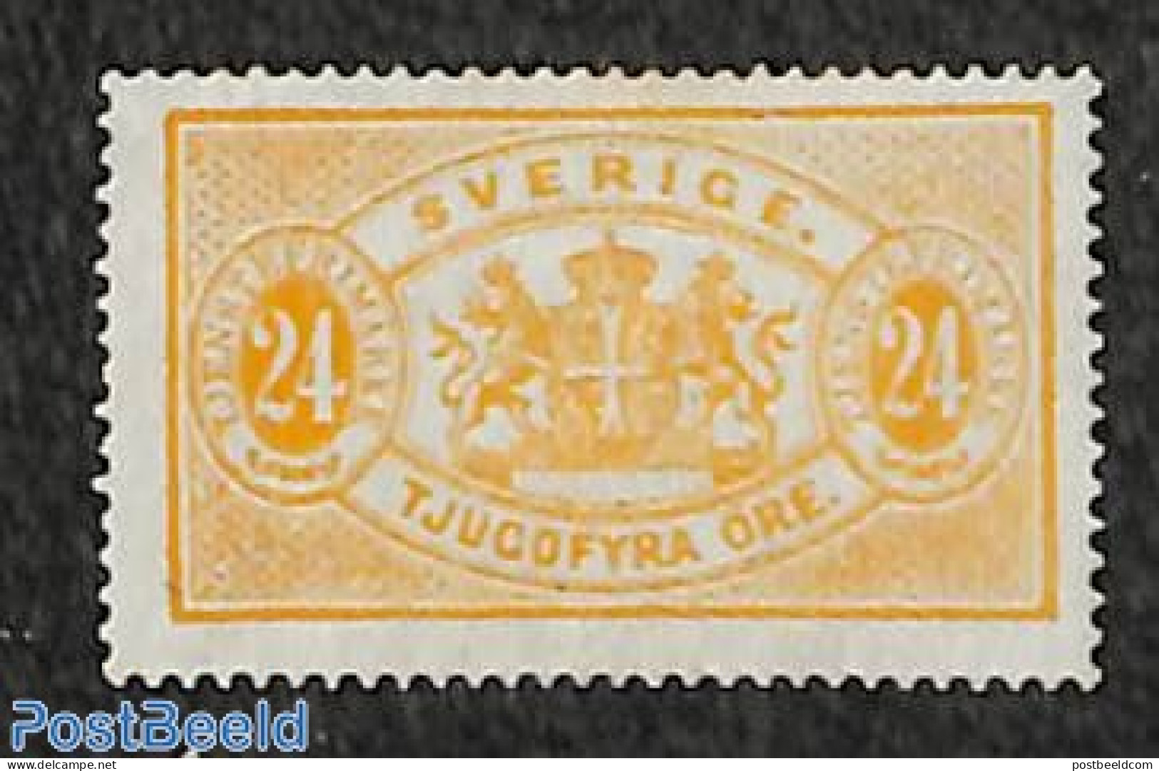 Sweden 1874 24o, On Service, Perf. 14, Stamp Out Of Set, Without Gum, Unused (hinged) - Other & Unclassified