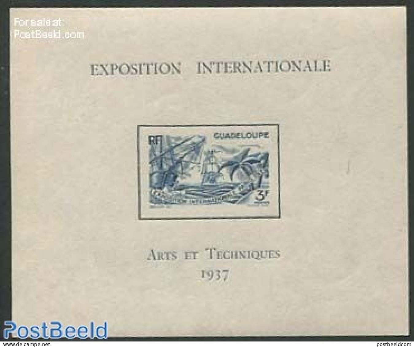 Guadeloupe 1937 Exposition S/s, Unused (hinged), Transport - Ships And Boats - Neufs