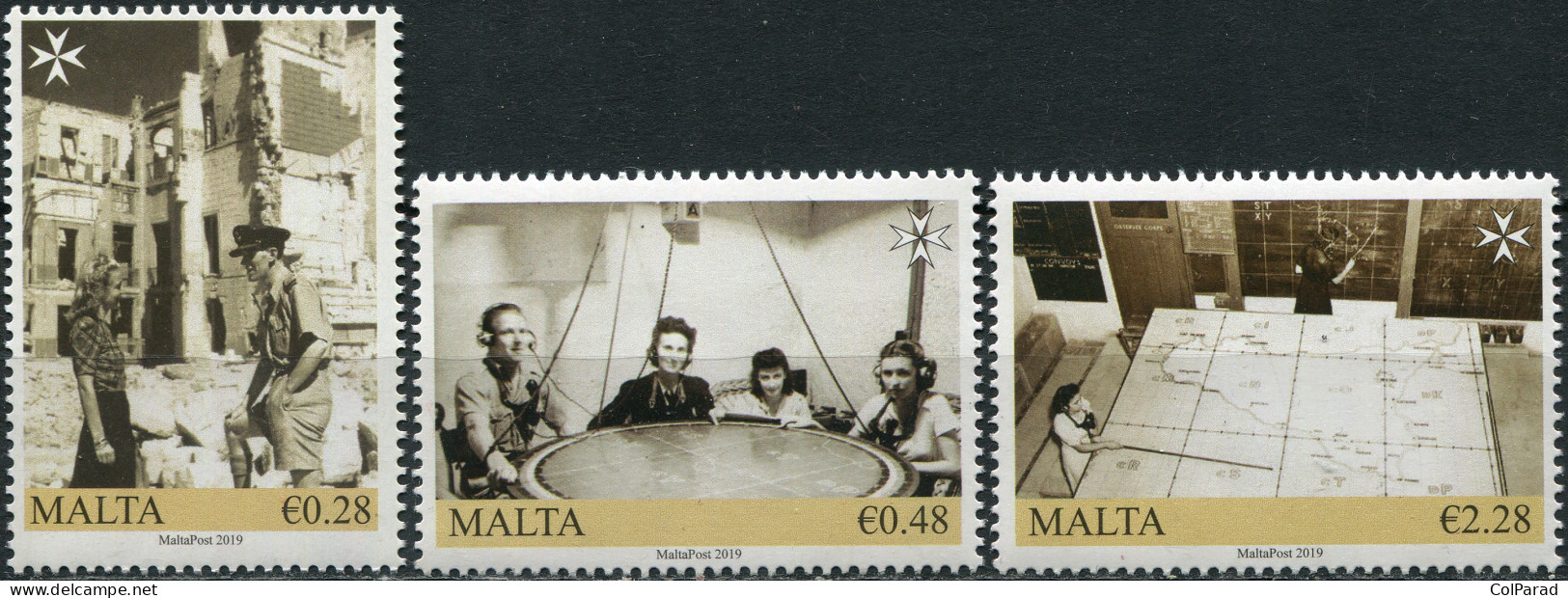 MALTA - 2019 - SET OF 3 STAMPS MNH ** - Malta At War- The Map Plotters - Malta