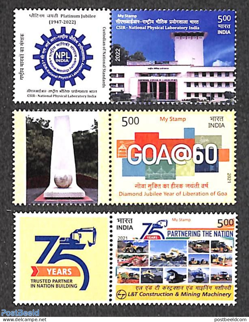 India 2021 My Stamp 3v+tabs, Mint NH - Ongebruikt