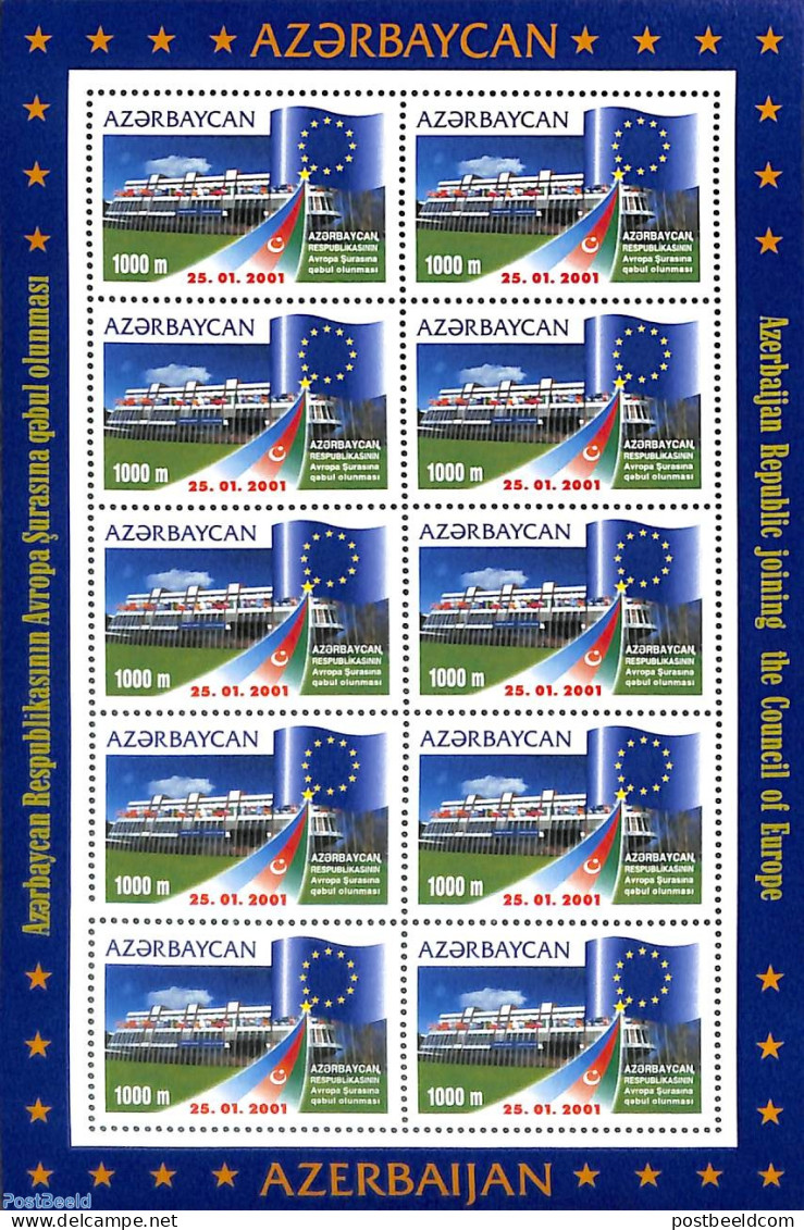 Azerbaijan 2001 European Council M/s, Mint NH, History - Europa Hang-on Issues - Idées Européennes