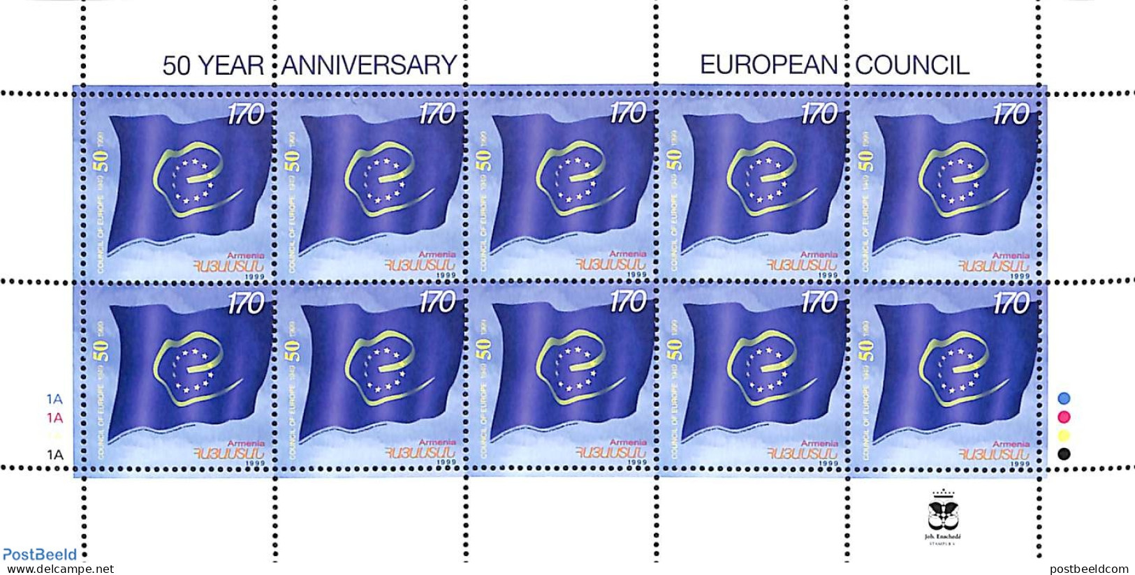 Armenia 1999 European Council M/s, Mint NH, History - Europa Hang-on Issues - Europäischer Gedanke
