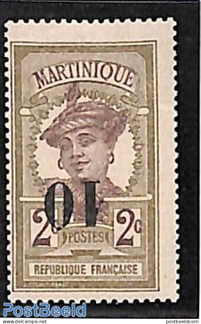 Martinique 1920 10 On 2c, Inverted Overprint, Unused (hinged), Various - Errors, Misprints, Plate Flaws - Fehldrucke