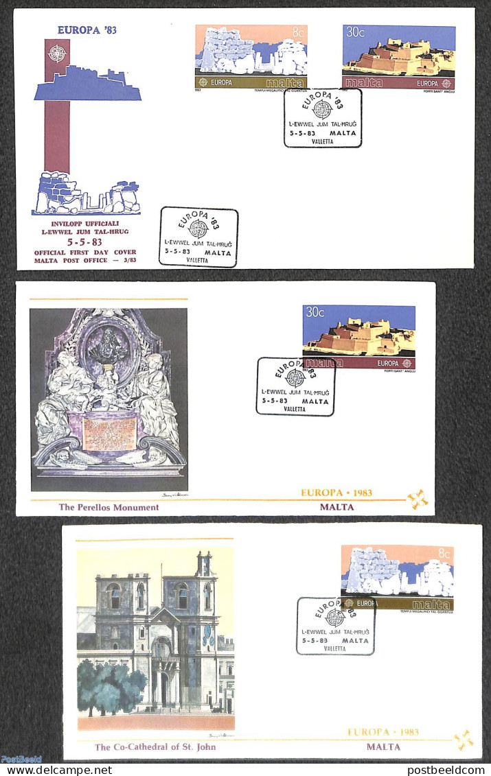 Malta 1983 Europa 2v, Diff FDC's, First Day Cover, History - Europa (cept) - History - Malta