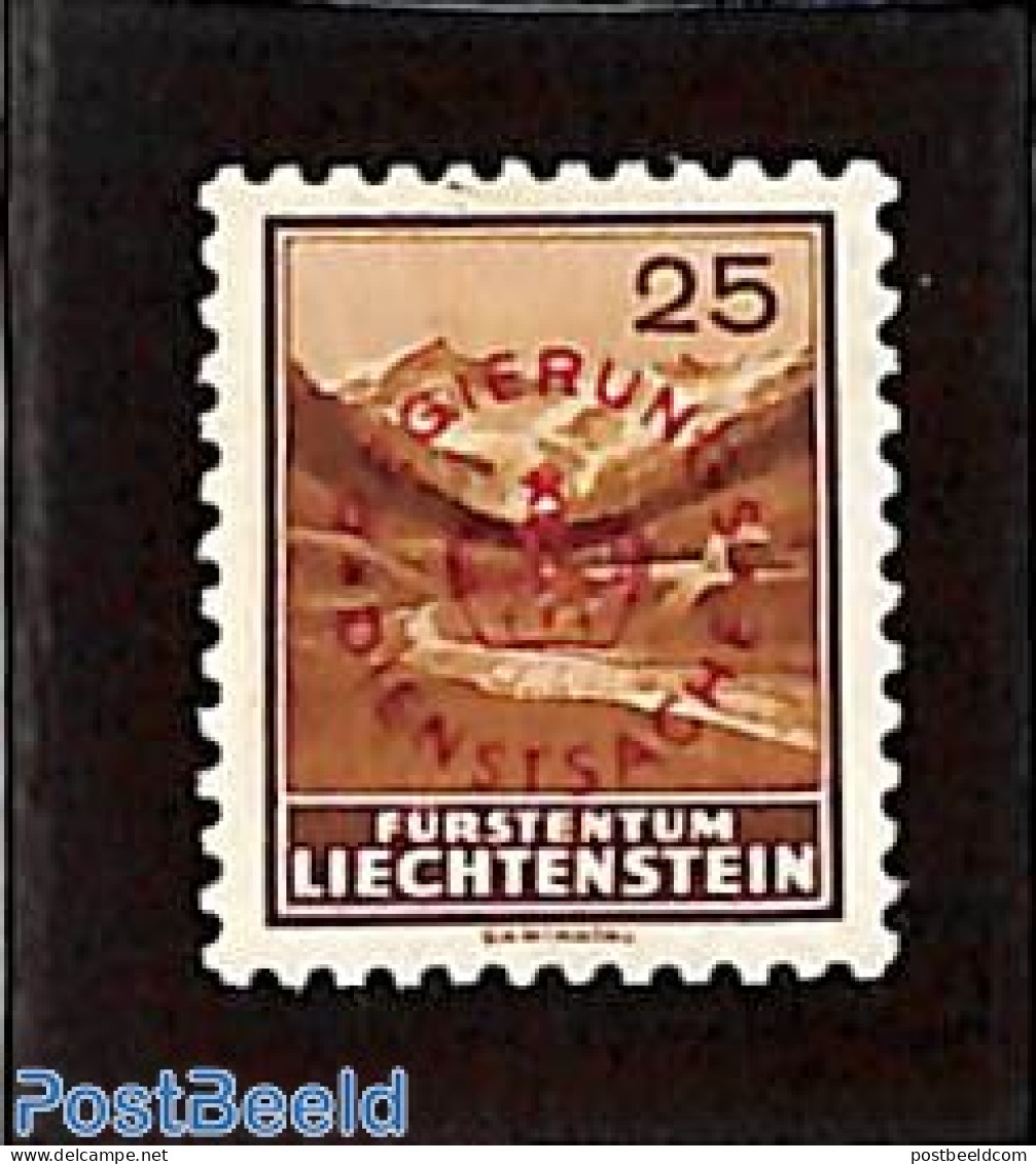 Liechtenstein 1935 On Service, 25Rp, Red Overprint, Unused (hinged) - Autres & Non Classés