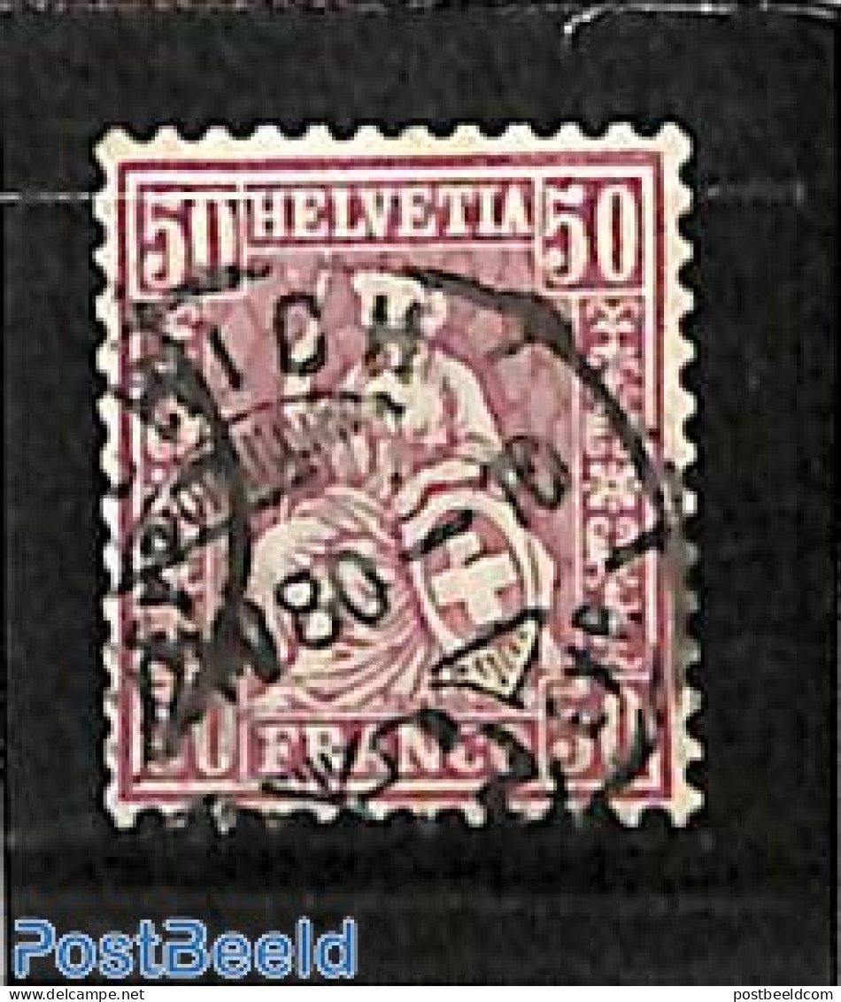 Switzerland 1867 50c, White Paper, Used, Used Stamps - Gebruikt