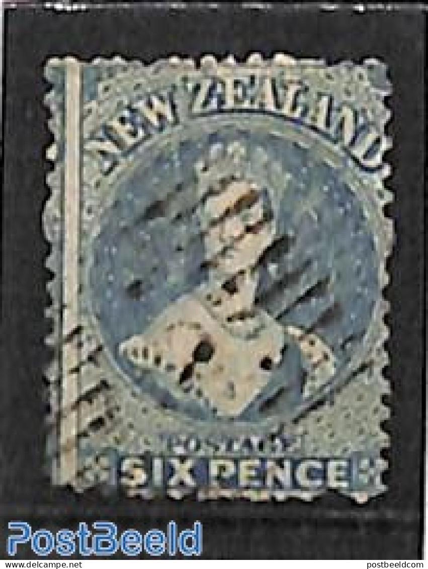 New Zealand 1871 6d, WM Star, Perf. 12.5, Used, Used Stamps - Gebruikt