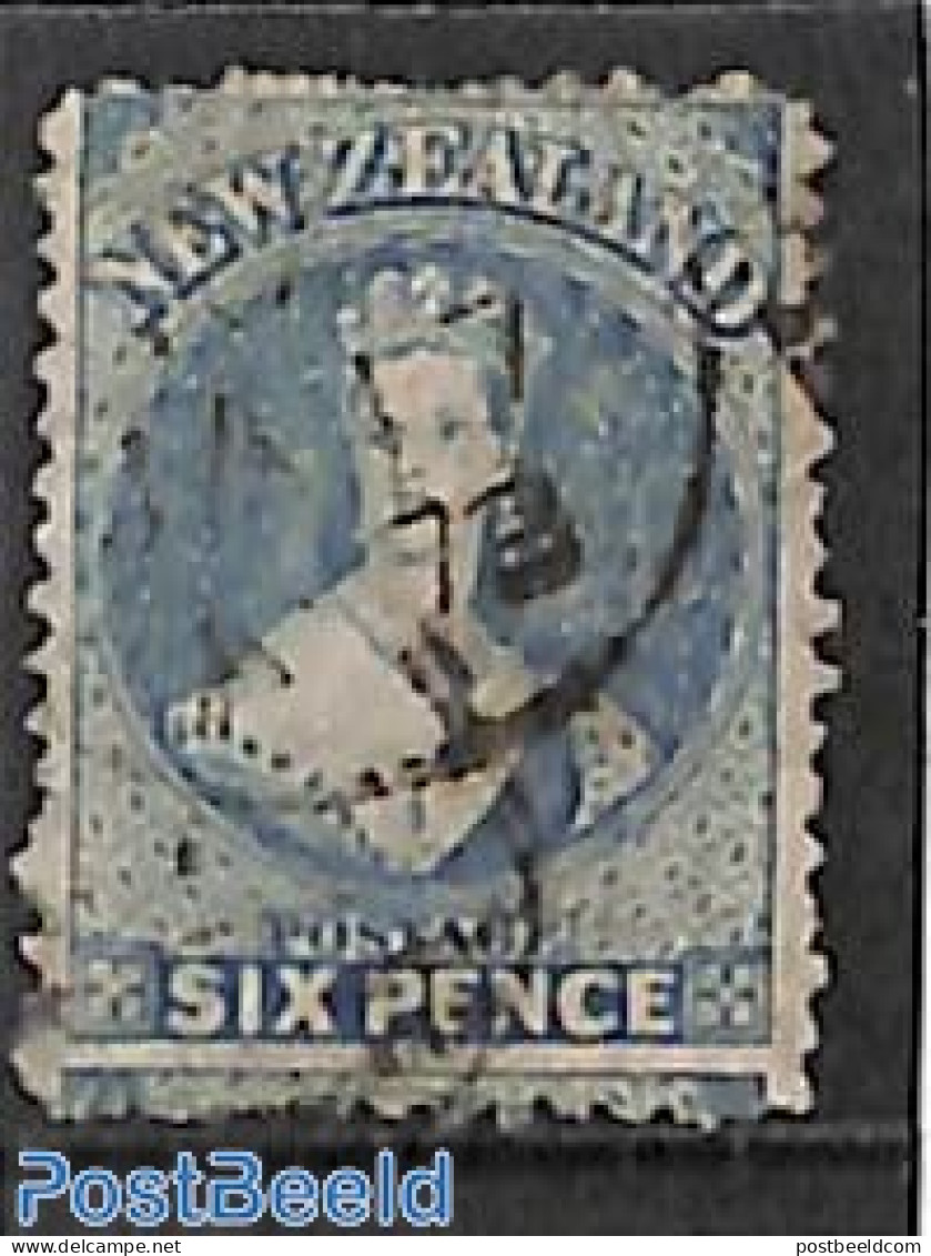 New Zealand 1871 6d, WM Star, Perf. 12.5, Used, Used Stamps - Gebruikt