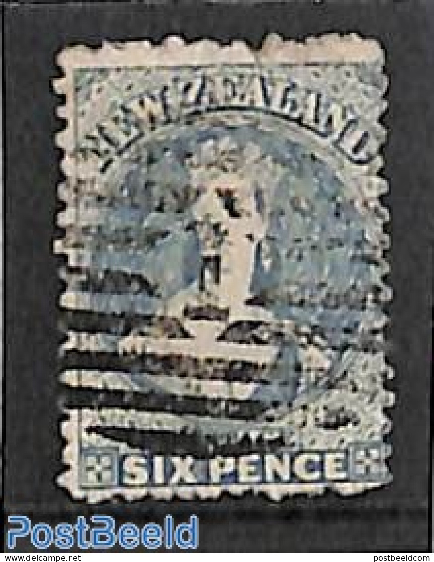New Zealand 1871 6d, WM Star, Used, Used Stamps - Oblitérés