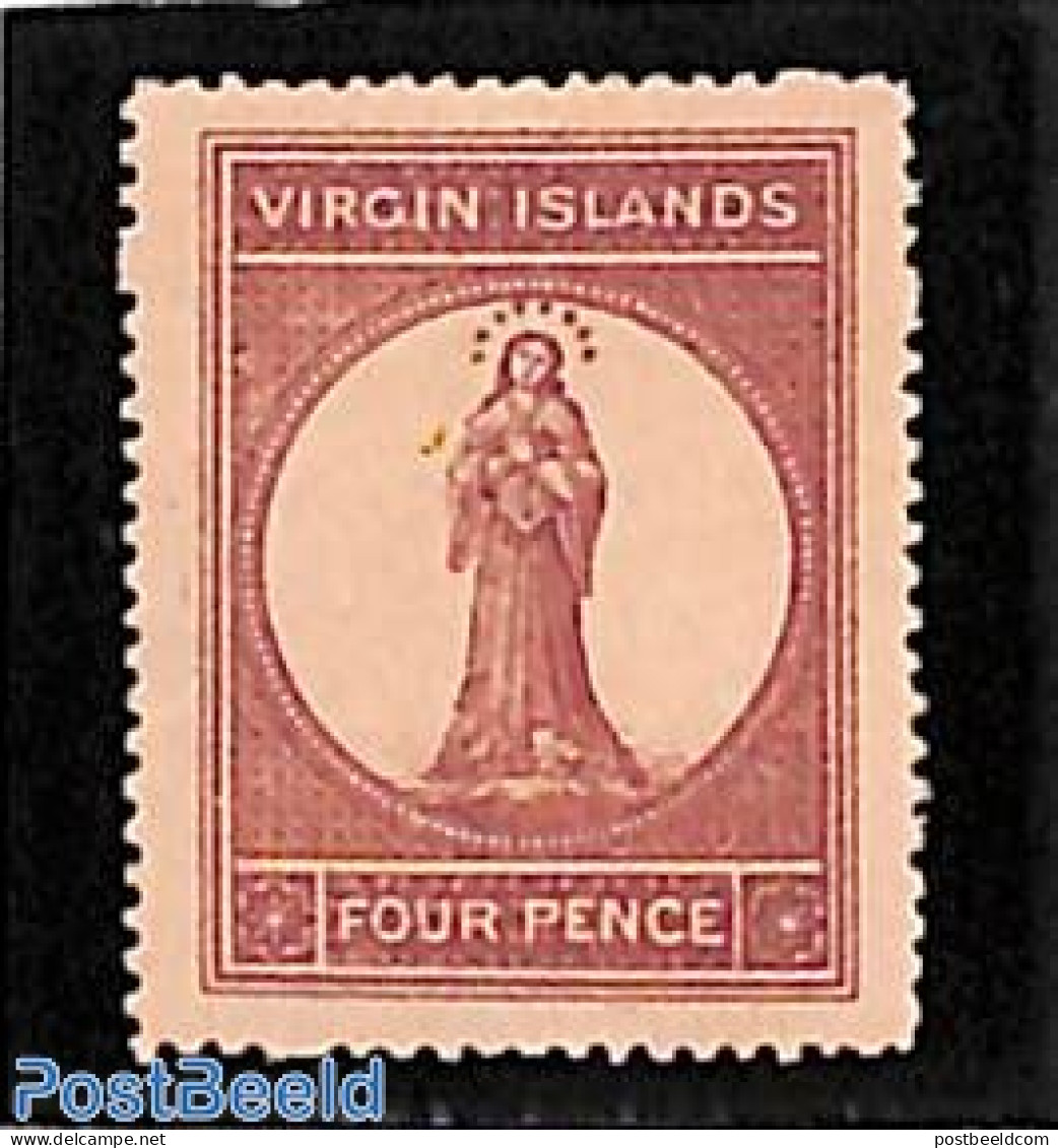 Virgin Islands 1866 4d, Without WM, Perf. 15, Stamp Out Of Set, Mint NH - British Virgin Islands