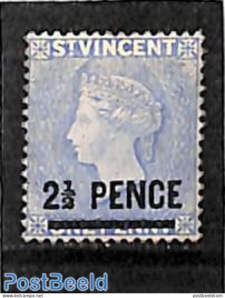 Saint Vincent 1885 2.5p On 1p, Pale Blue, Stamp Out Of Set, Unused (hinged) - St.Vincent (1979-...)