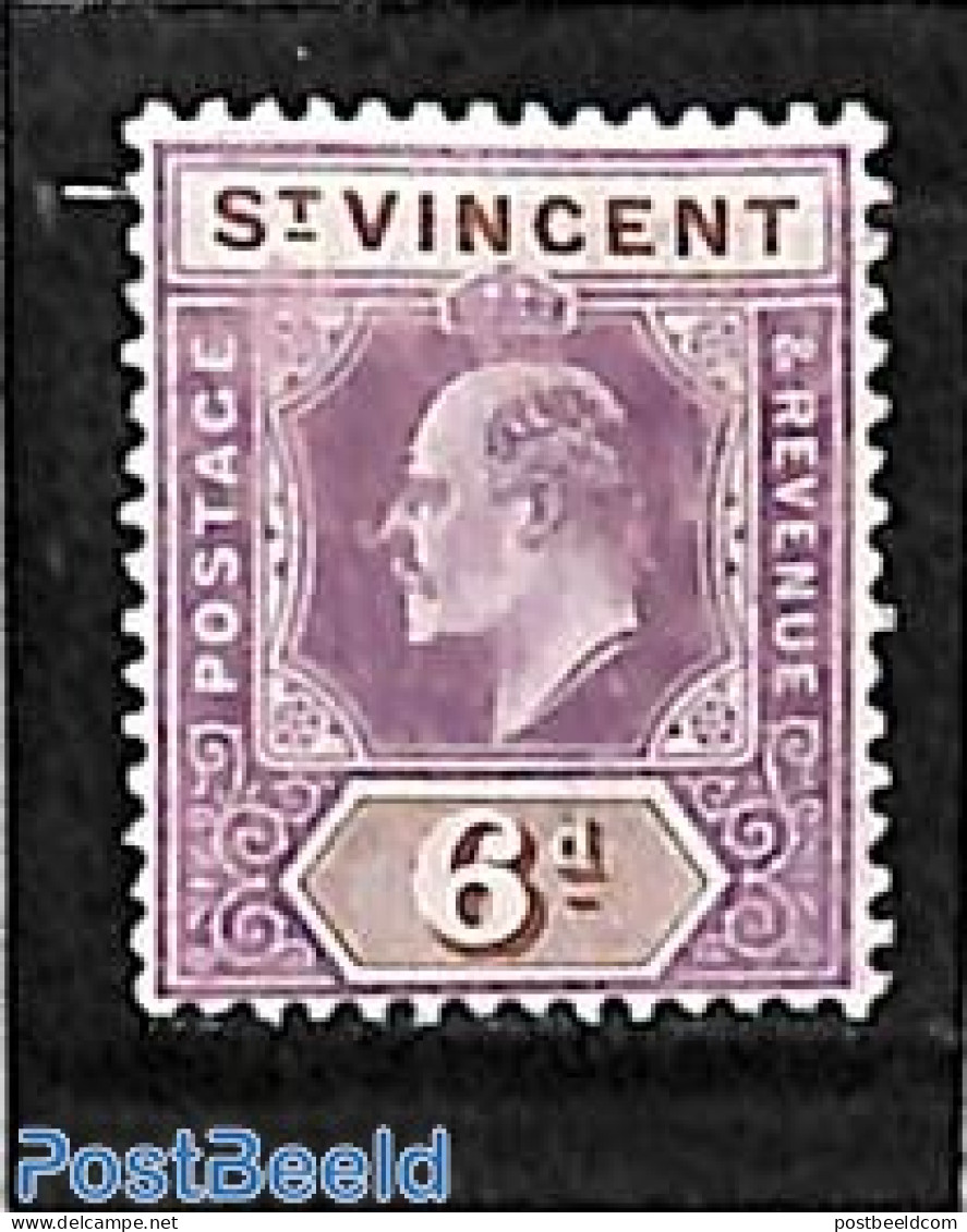 Saint Vincent 1904 6p, WM Mult . Crown-CA, Stamp Out Of Set, Unused (hinged) - St.Vincent (1979-...)