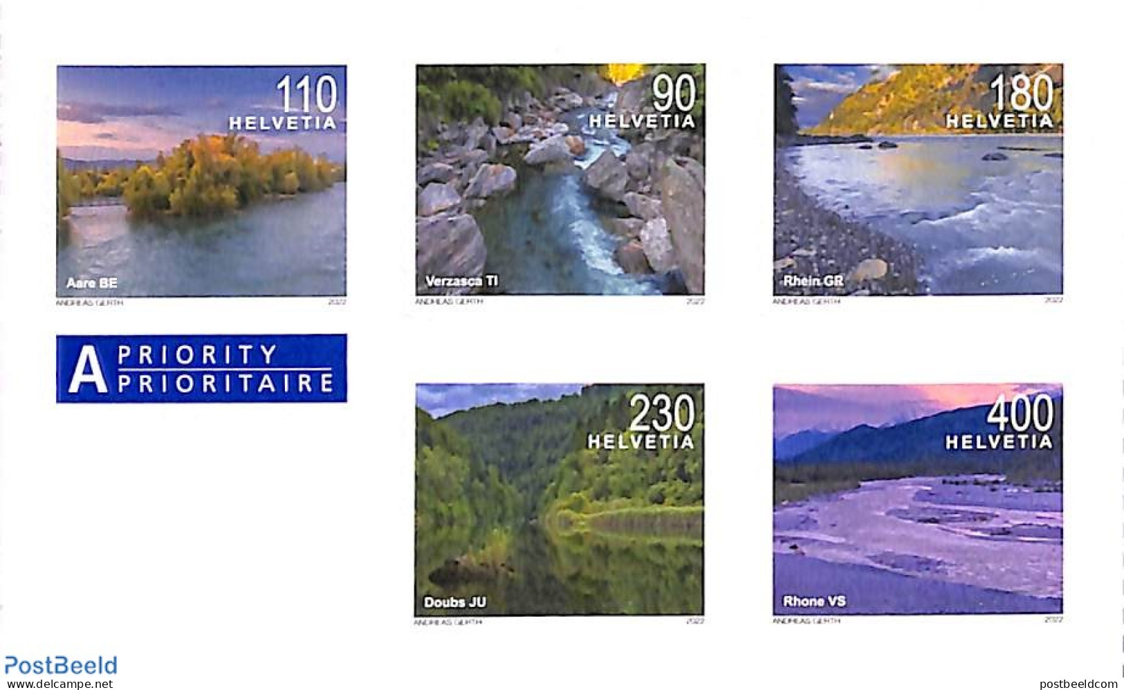 Switzerland 2022 Definitives, Rivers 5v S-a, Mint NH, Nature - Water, Dams & Falls - Ongebruikt
