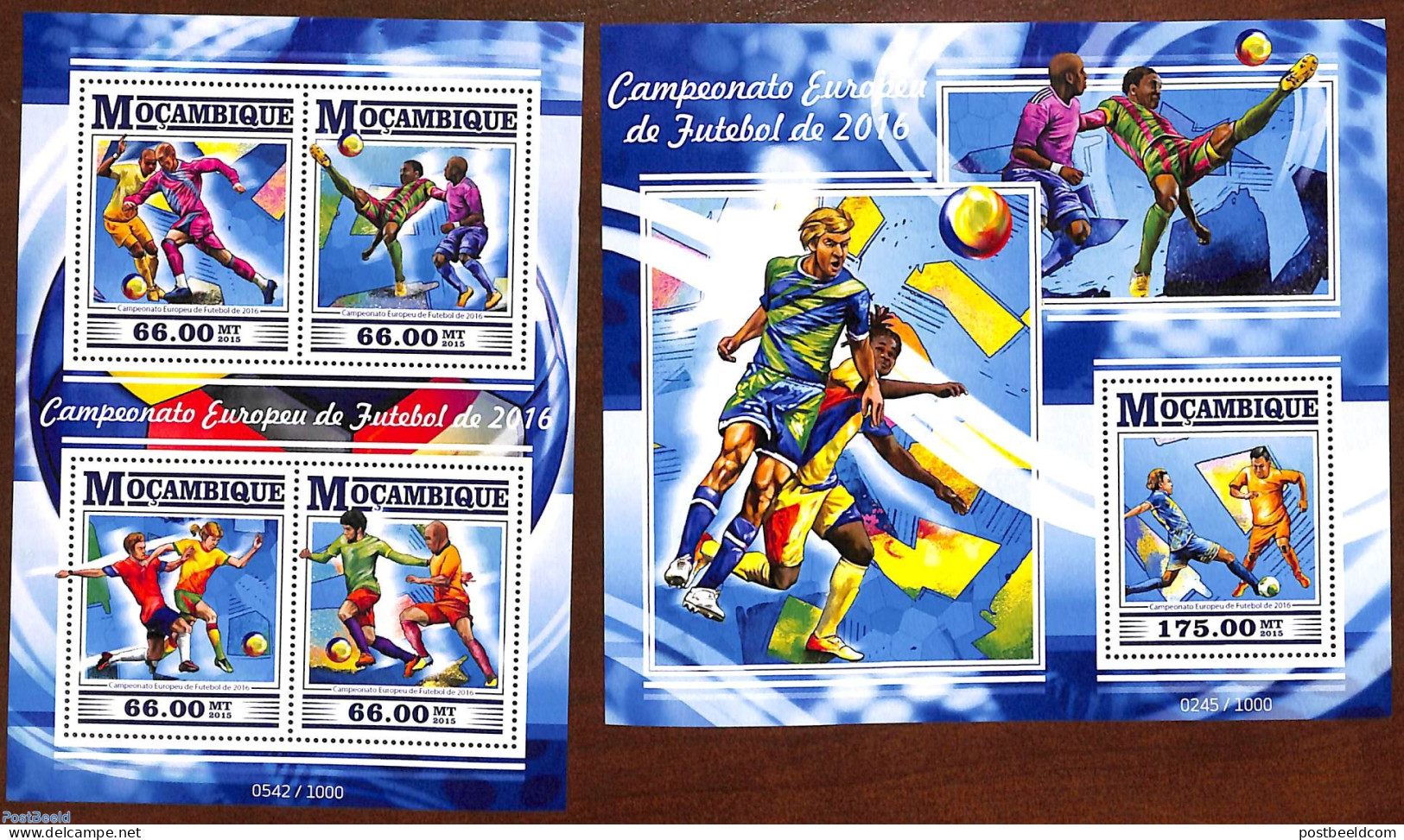 Mozambique 2015 EC Football 2 S/s, Mint NH, Sport - Football - Mosambik