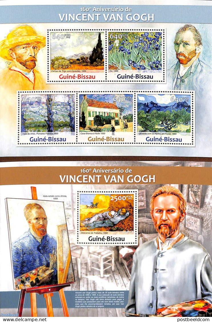 Guinea Bissau 2013 Vincent Van Gogh 2 S/s, Mint NH, Art - Modern Art (1850-present) - Paintings - Vincent Van Gogh - Guinea-Bissau