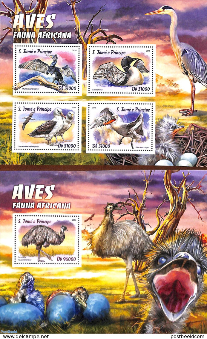 Sao Tome/Principe 2016 Birds 2 S/s, Mint NH, Nature - Birds - Ducks - São Tomé Und Príncipe