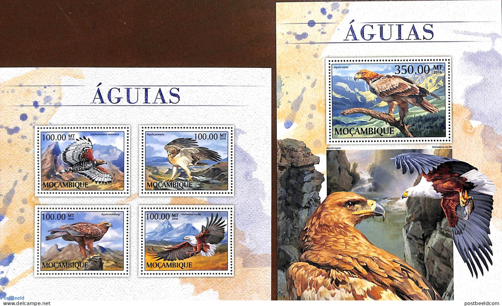 Mozambique 2016 Eagles 2 S/s, Mint NH, Nature - Birds - Birds Of Prey - Mozambique