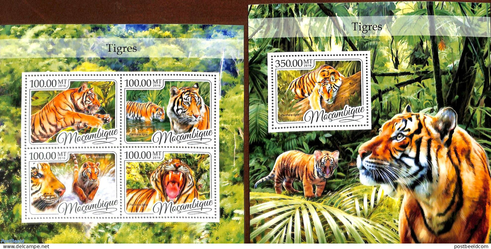 Mozambique 2016 Tigers 2 S/s, Mint NH, Nature - Cat Family - Wild Mammals - Mozambique
