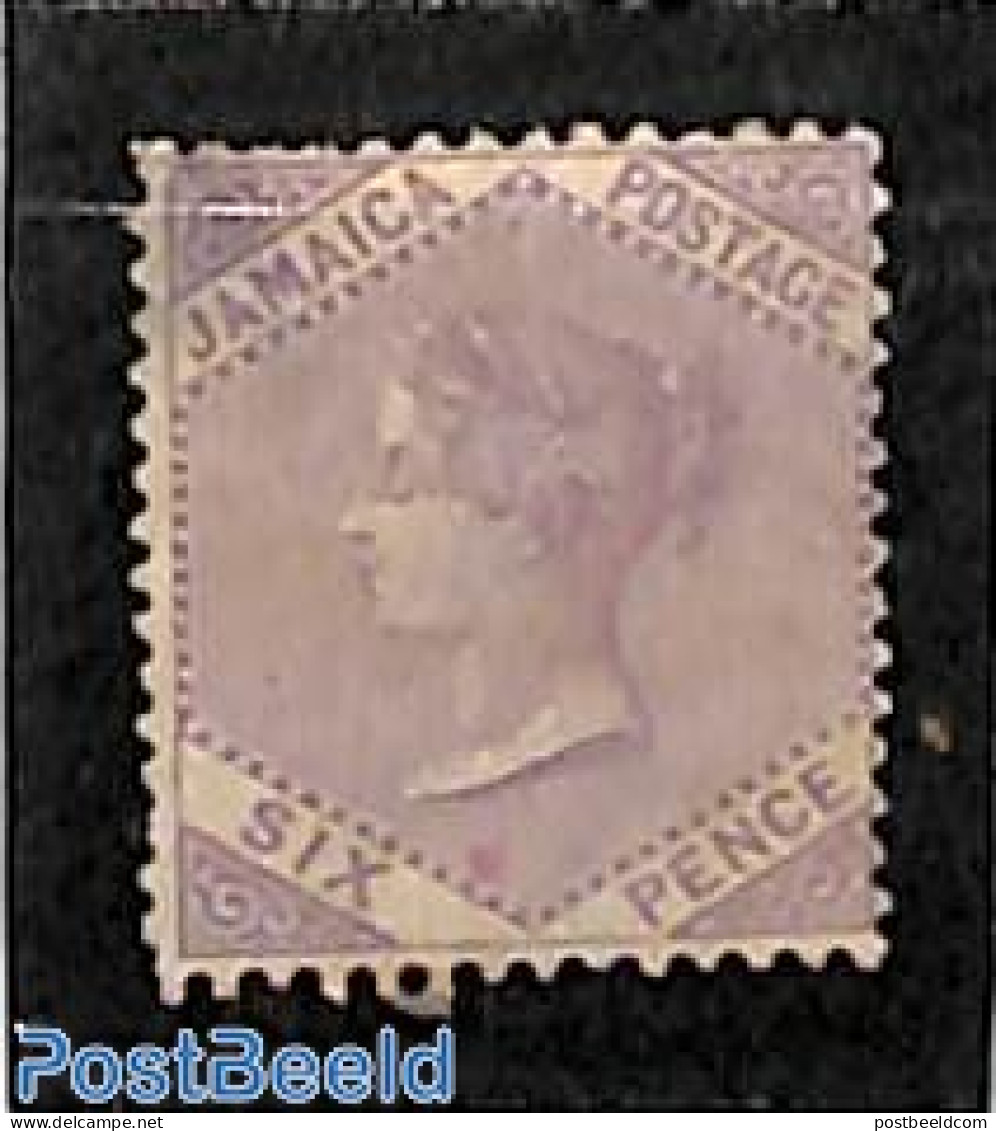 Jamaica 1870 6d, WM Crown-CC, Stamp Out Of Set, Without Gum, Unused (hinged) - Jamaica (1962-...)