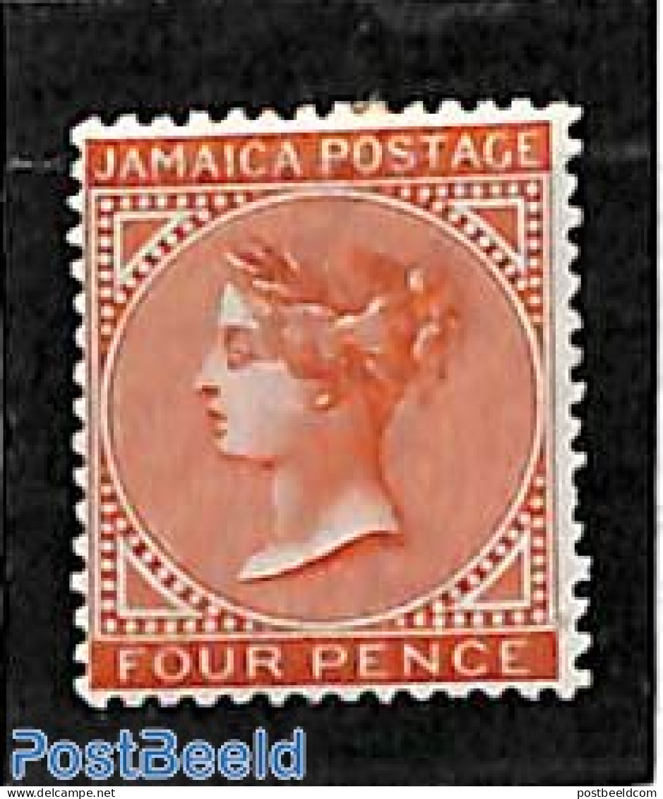 Jamaica 1883 4d, WM Crown-CA, Unused, Unused (hinged) - Jamaica (1962-...)