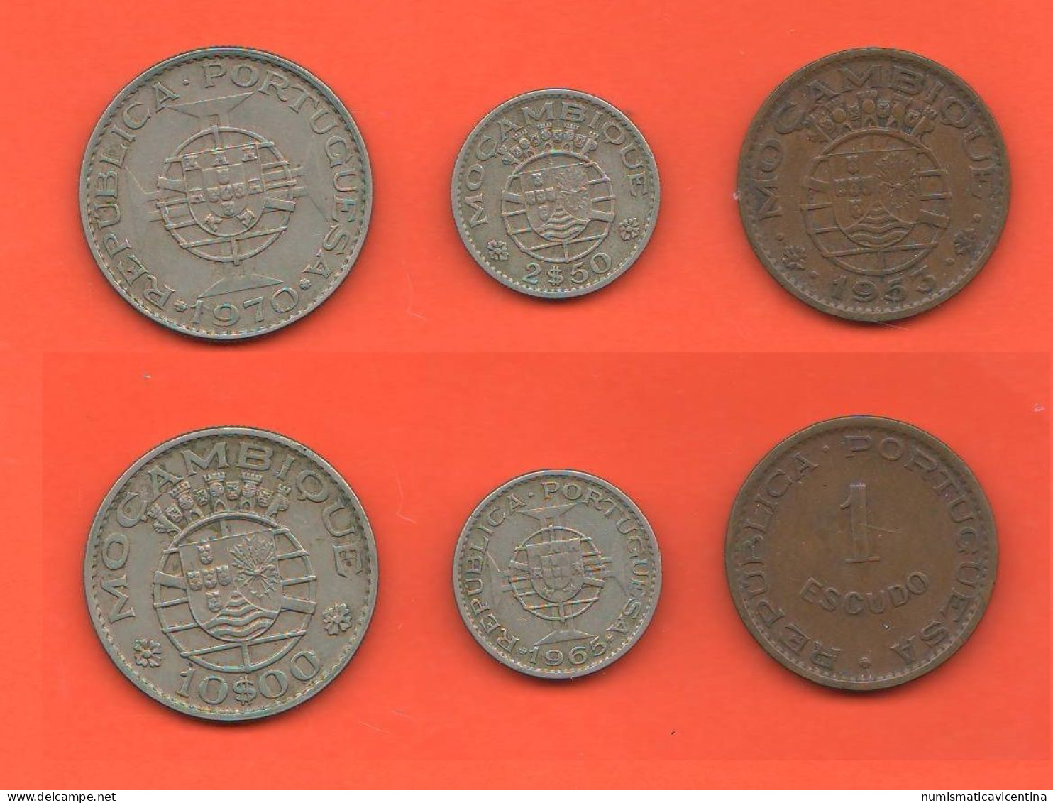 Mozambique 1 + 2,50 + 10 Escudos Differents Year Aluminum Bronze E Nickel Coin C 8 - Mozambique