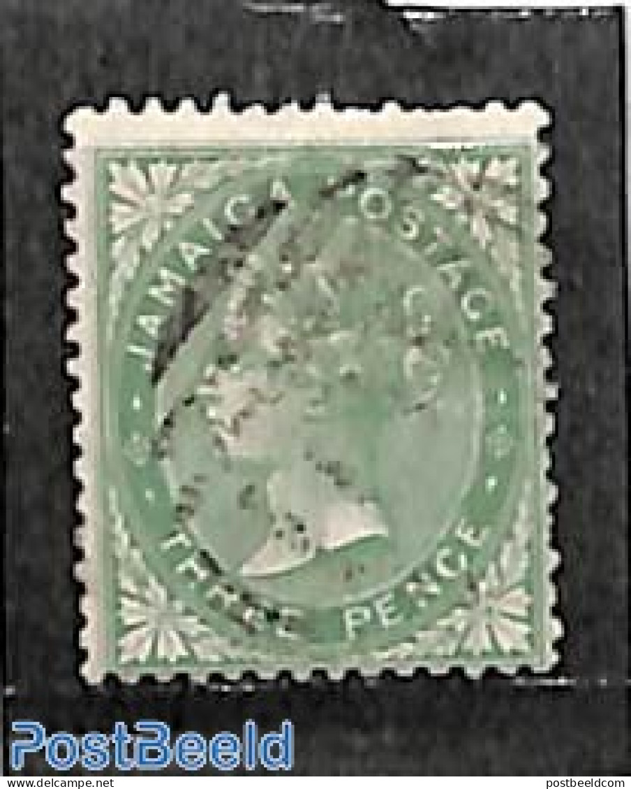 Jamaica 1870 3d, WM Crown-CC, Used, Used Stamps - Jamaique (1962-...)