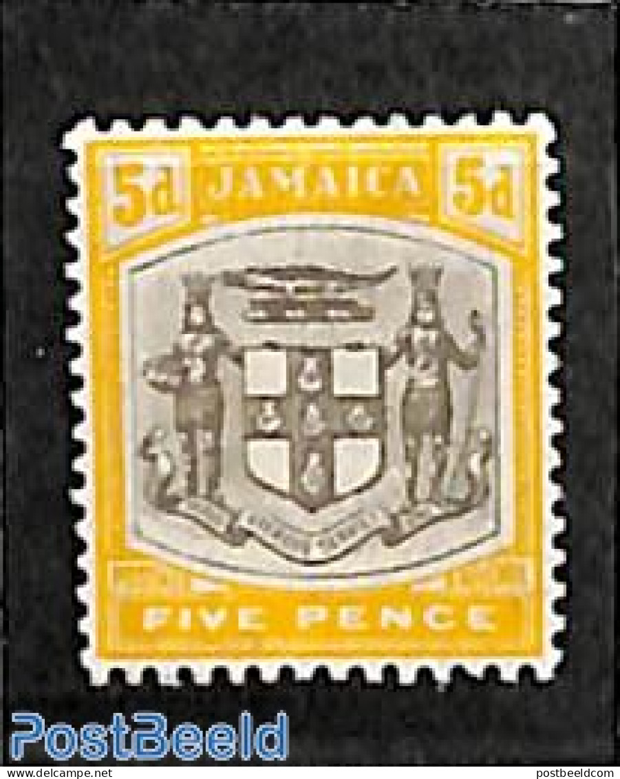 Jamaica 1903 5p, WM Crown-CA, Stamp Out Of Set, Unused (hinged), History - Coat Of Arms - Jamaique (1962-...)