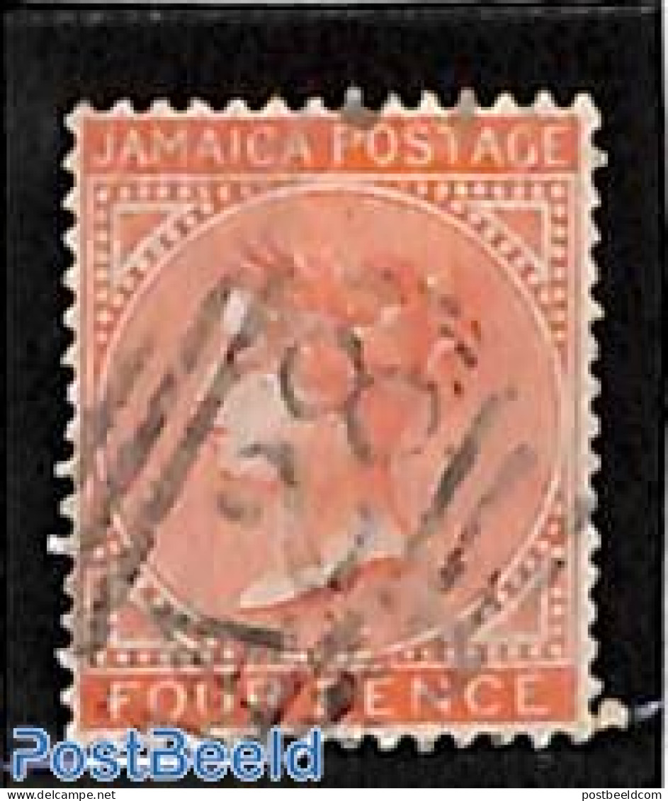 Jamaica 1870 4d, WM Crown CC, Used A28 (=Annotta Bay), Used Stamps - Jamaique (1962-...)