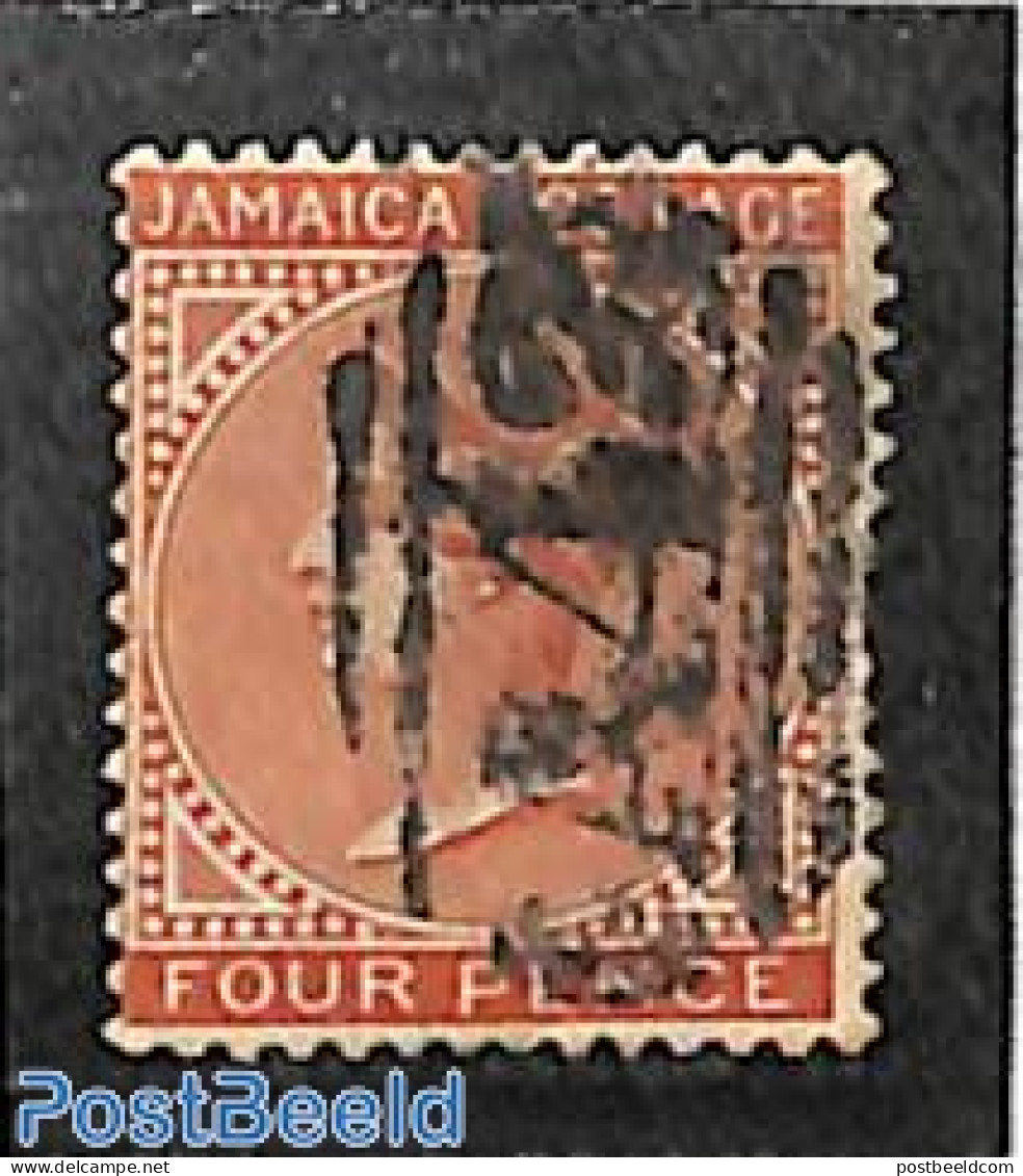 Jamaica 1883 4d, WM Crown-CA, Used A43 (=Gordon Town), Used Stamps - Jamaique (1962-...)