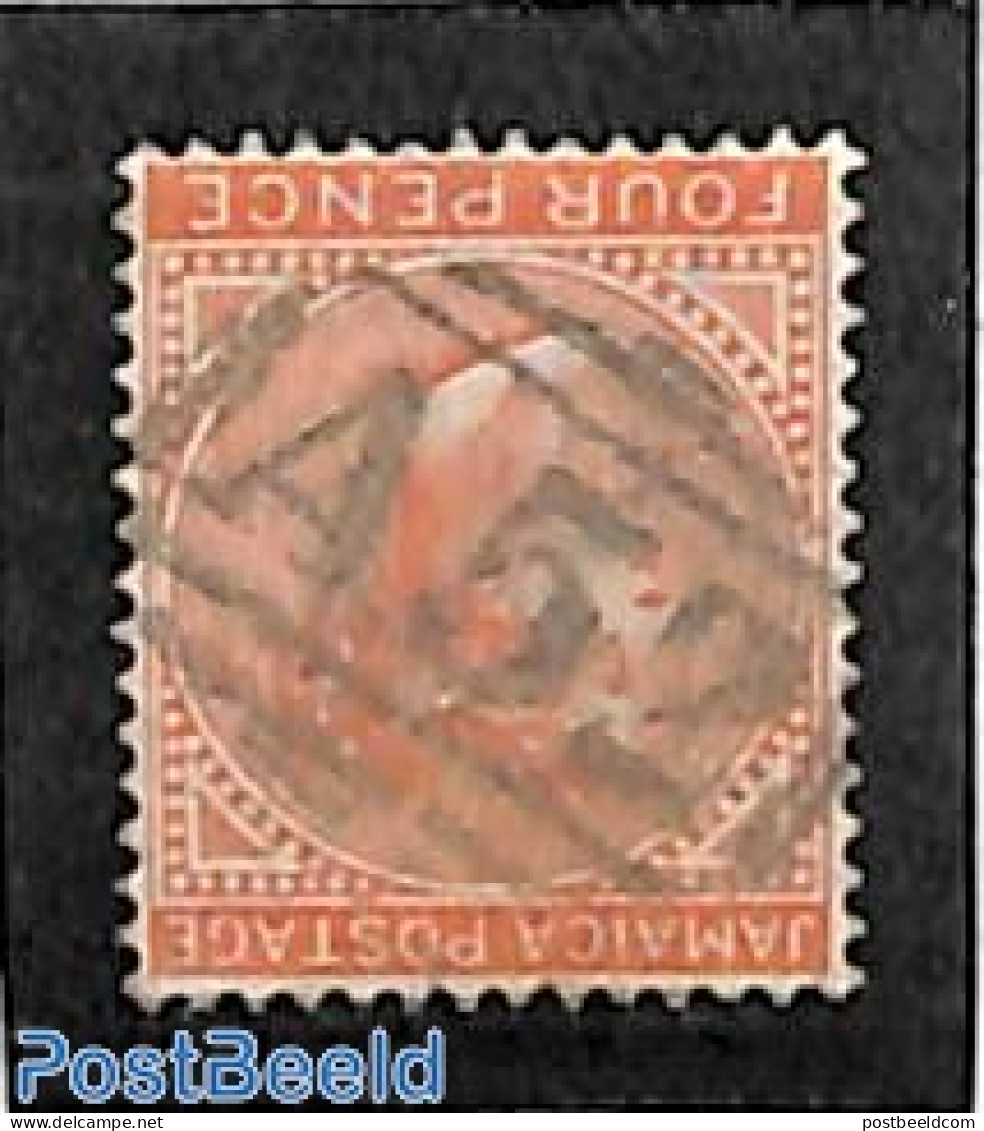 Jamaica 1872 4d, WM Crown-CC, Used A52 (=Manchioneal), Used Stamps - Jamaica (1962-...)