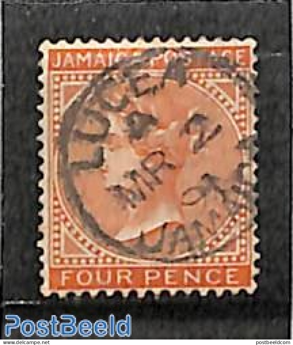 Jamaica 1883 4d, WM Crown-CA, Used LUCEA, Used Stamps - Jamaica (1962-...)