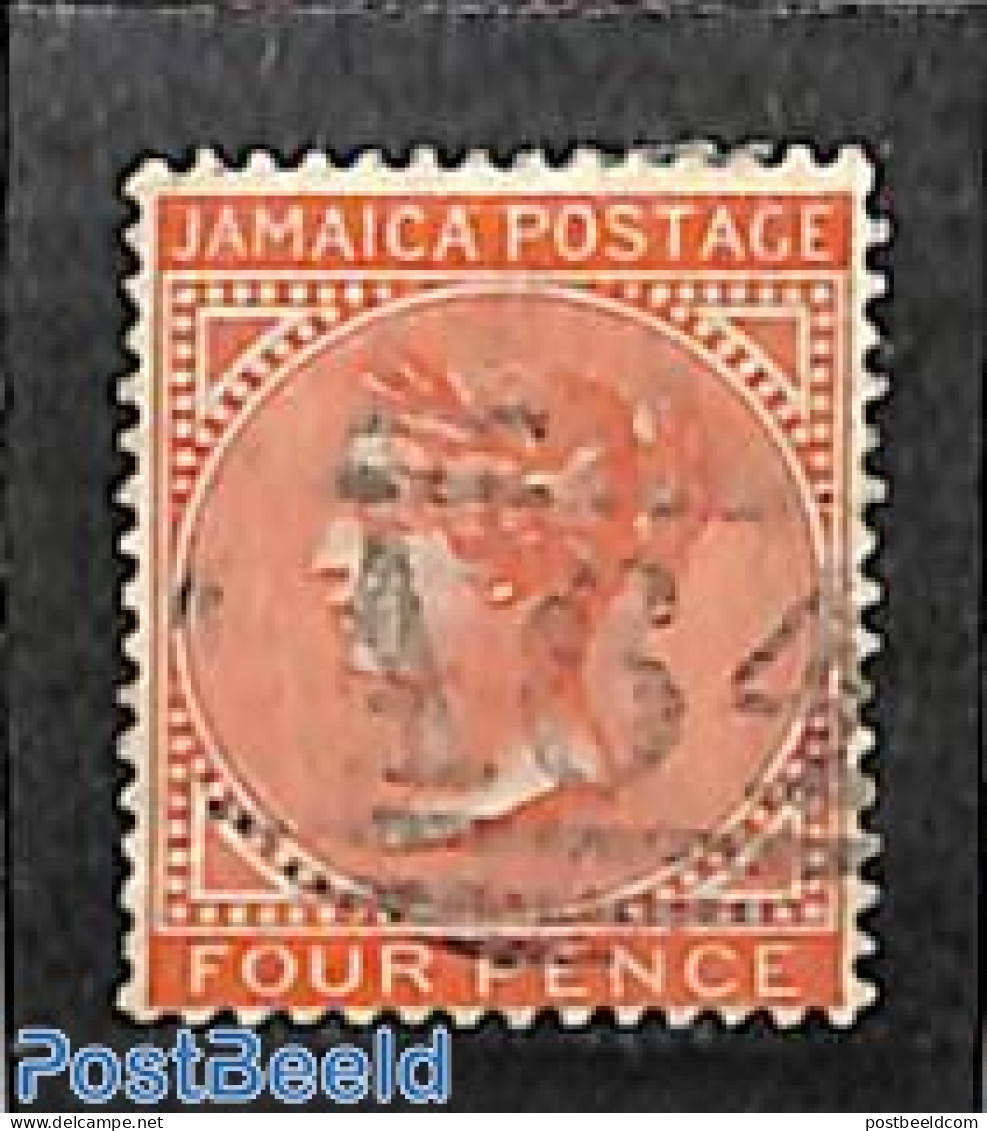 Jamaica 1883 4d, WM Crown-CA, Used A64 (=Port Antonio), Used Stamps - Jamaique (1962-...)