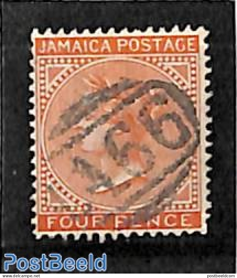 Jamaica 1883 4d, WM CRown-CA, Used A66 (=port Maria), Used Stamps - Jamaique (1962-...)