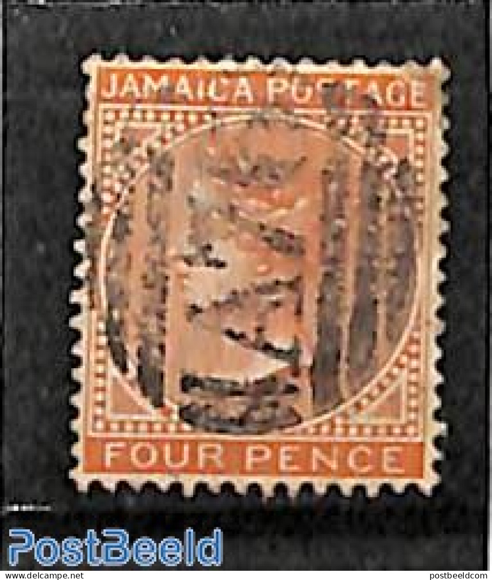 Jamaica 1883 4d, WM Crown-CA, Used A76 (=Spanish Town), Used Stamps - Jamaique (1962-...)