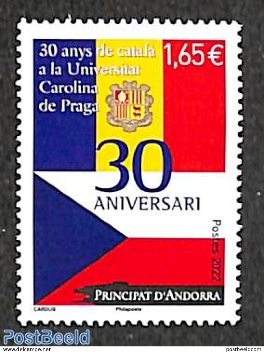 Andorra, French Post 2022 30 Years University Carolina De Praga 1v, Mint NH, Science - Education - Unused Stamps