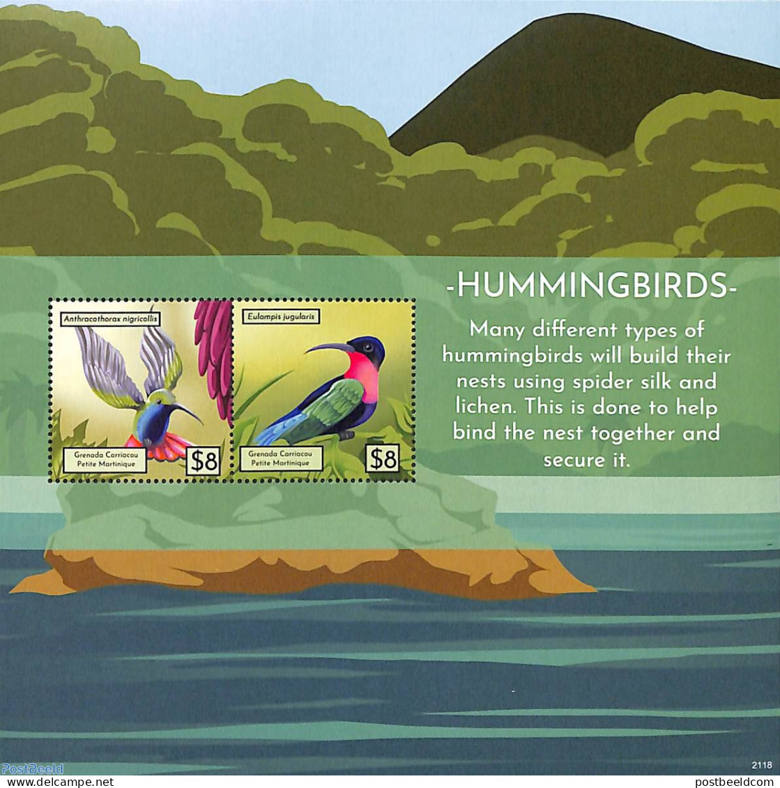 Grenada Grenadines 2021 Hummingbirds S/s, Mint NH, Nature - Birds - Hummingbirds - Grenade (1974-...)