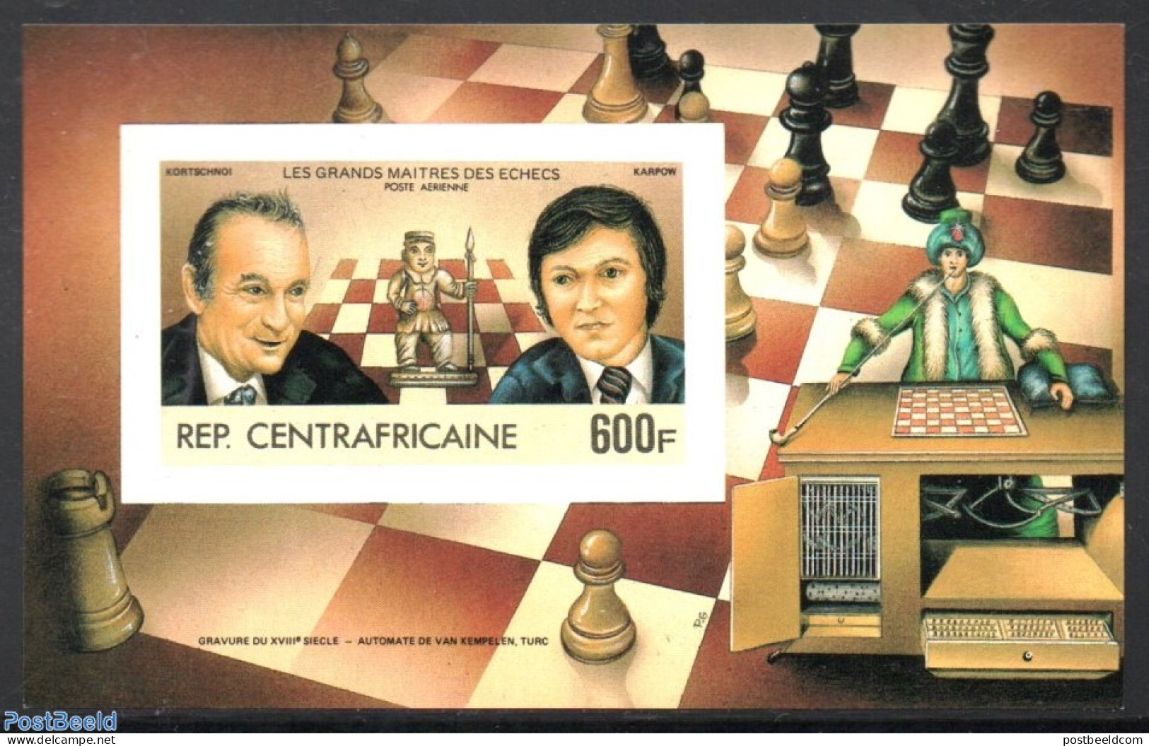 Central Africa 1983 Chess Masters S/s, Imperforated, Mint NH, Sport - Chess - Echecs