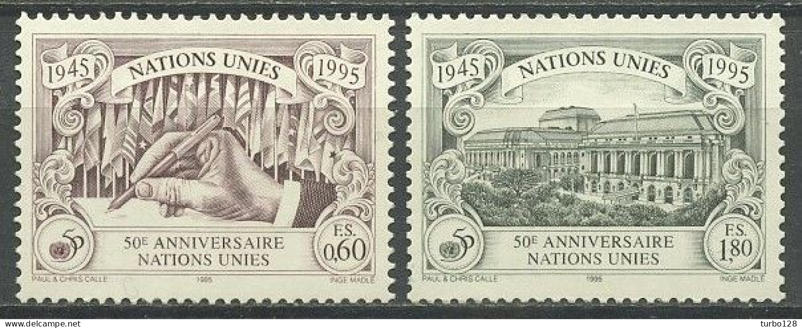 N.U. GENEVE 1995 N° 289/290 ** Neufs MNH  Superbes C 4.70 € Mains Signant La Charte Mémorial Opéra House - Nuovi