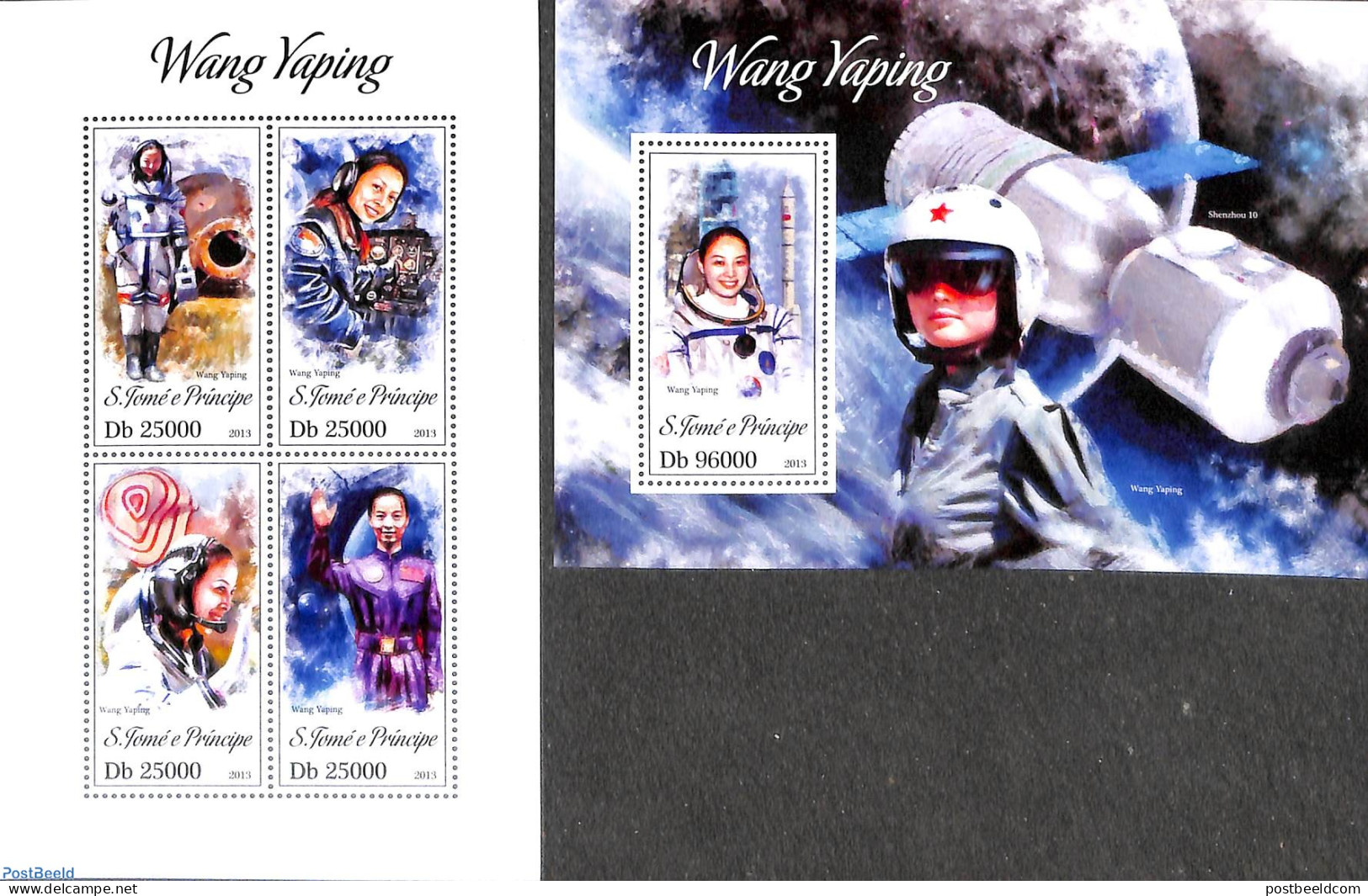 Sao Tome/Principe 2013 Wang Yaping 2 S/s, Mint NH, Transport - Space Exploration - Sao Tomé Y Príncipe