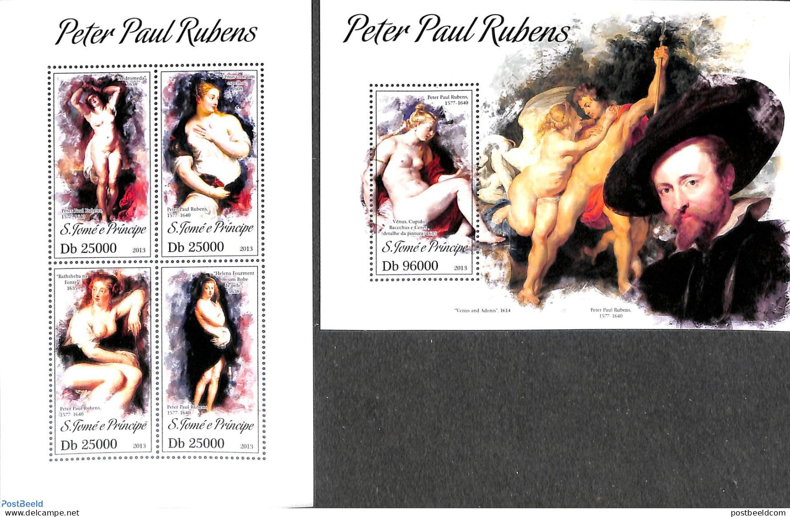 Sao Tome/Principe 2013 P.P. Rubens 2 S/s, Mint NH, Art - Nude Paintings - Paintings - Rubens - Sao Tome And Principe