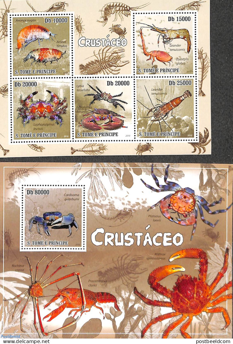 Sao Tome/Principe 2010 Crabs 2 S/s, Mint NH, Nature - Crabs And Lobsters - Sao Tome And Principe