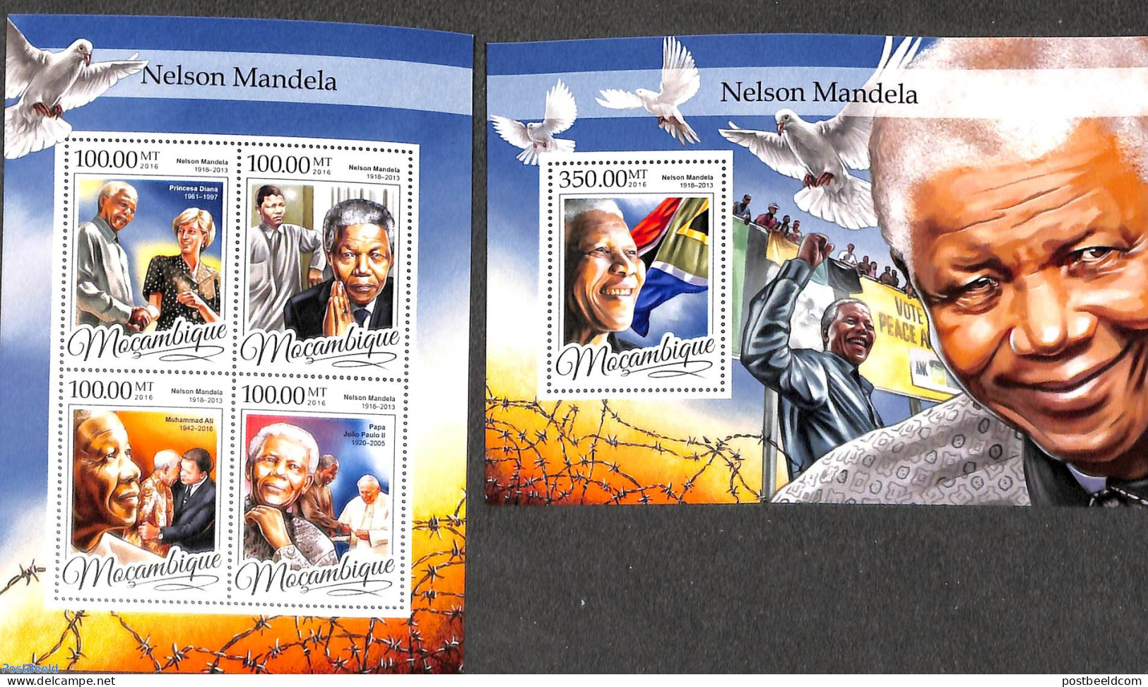 Mozambique 2016 Nelson Mandela 2 S/s, Mint NH, History - Politicians - Nelson Mandela - Mozambique