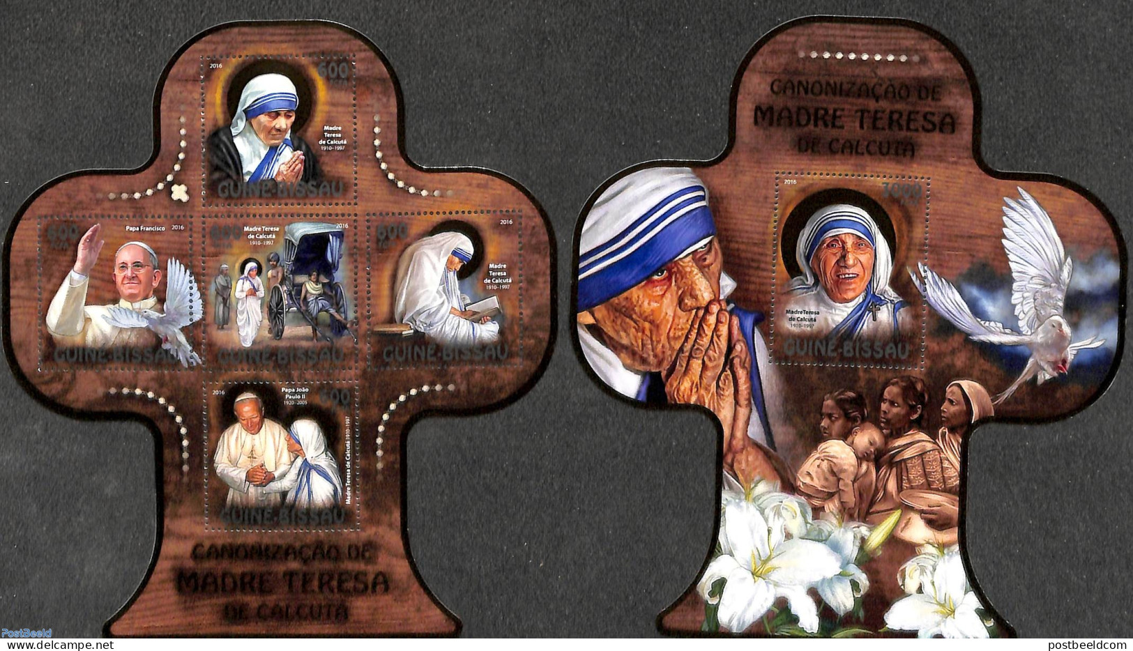 Guinea Bissau 2016 Mother Theresa 2 S/s, Mint NH, History - Religion - Nobel Prize Winners - Religion - Nobelprijs