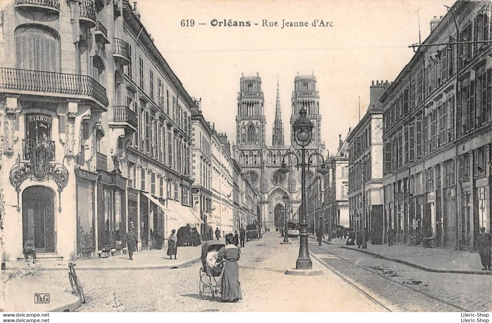 ►ORLÉANS◄29►CPA◄1917►RUE JEANNE D'ARC◄►CATHÉDRALE SAINTE-CROIX►ÉDIT. TH. G. N°619 - Orleans