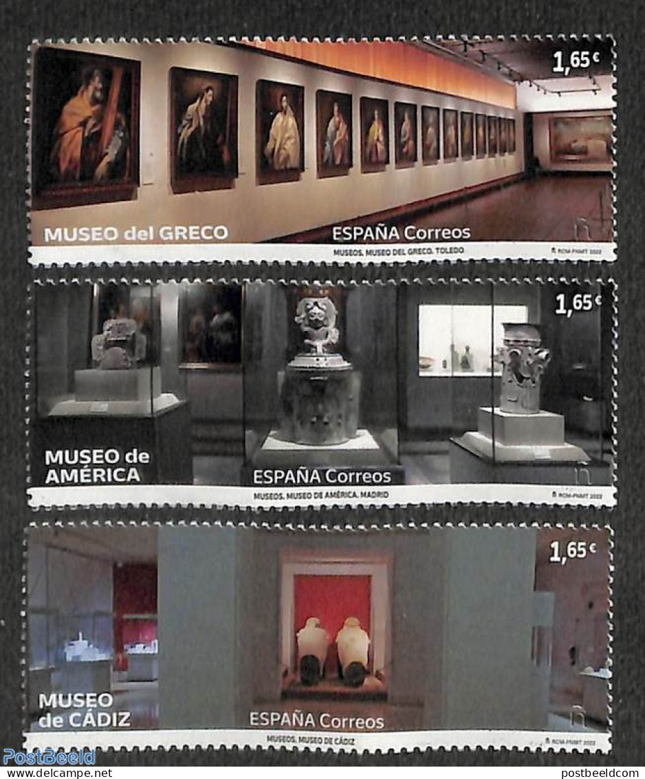 Spain 2022 Museums 3v, Mint NH, Art - Museums - Unused Stamps