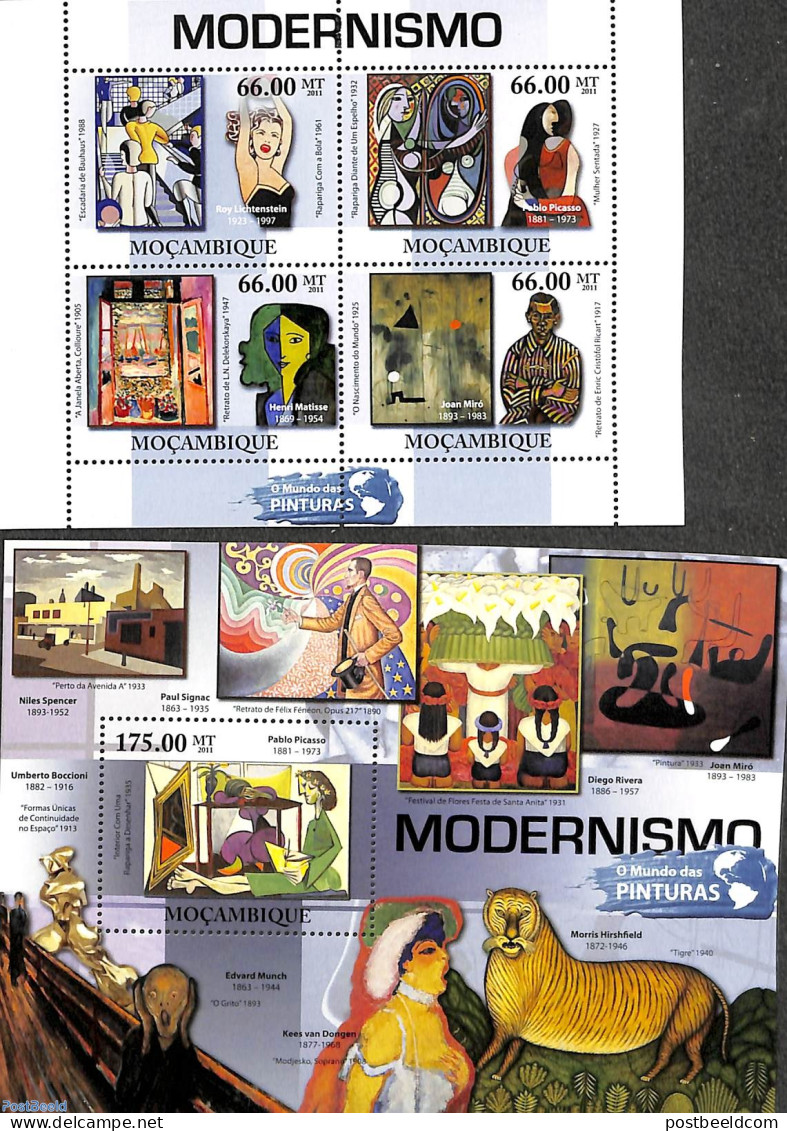 Mozambique 2011 Modernism 2 S/s, Mint NH, Art - Modern Art (1850-present) - Paintings - Mosambik
